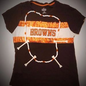 Cleveland Browns Sequin T-shirt and Necklace